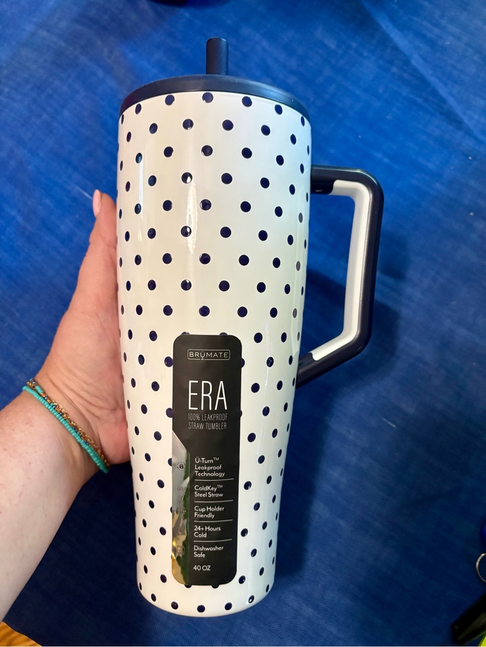 Brumate White with Navy Polka Dots ERA Tumbler (Amazon exclusive- HTF)